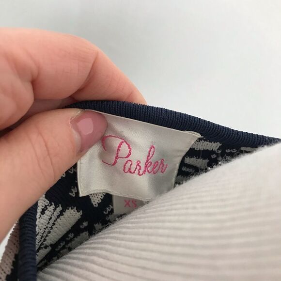 Parker naima dress in navy fit and flare boho‎ print - Picture 4 of 6